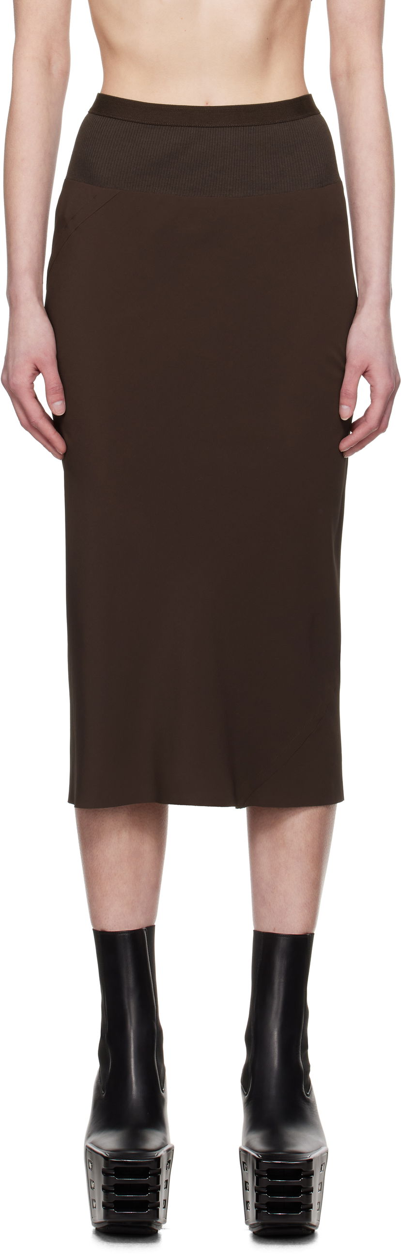 Hame Rick Owens Rick Owens Hollywood Knee Bias Midi Skirt Ruskea | RP01E7332 CC