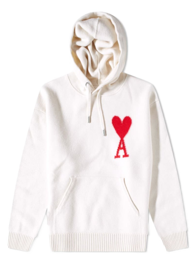 Huppari AMI Large A Heart Knit Hoody Valkoinen | UKS802-018-154
