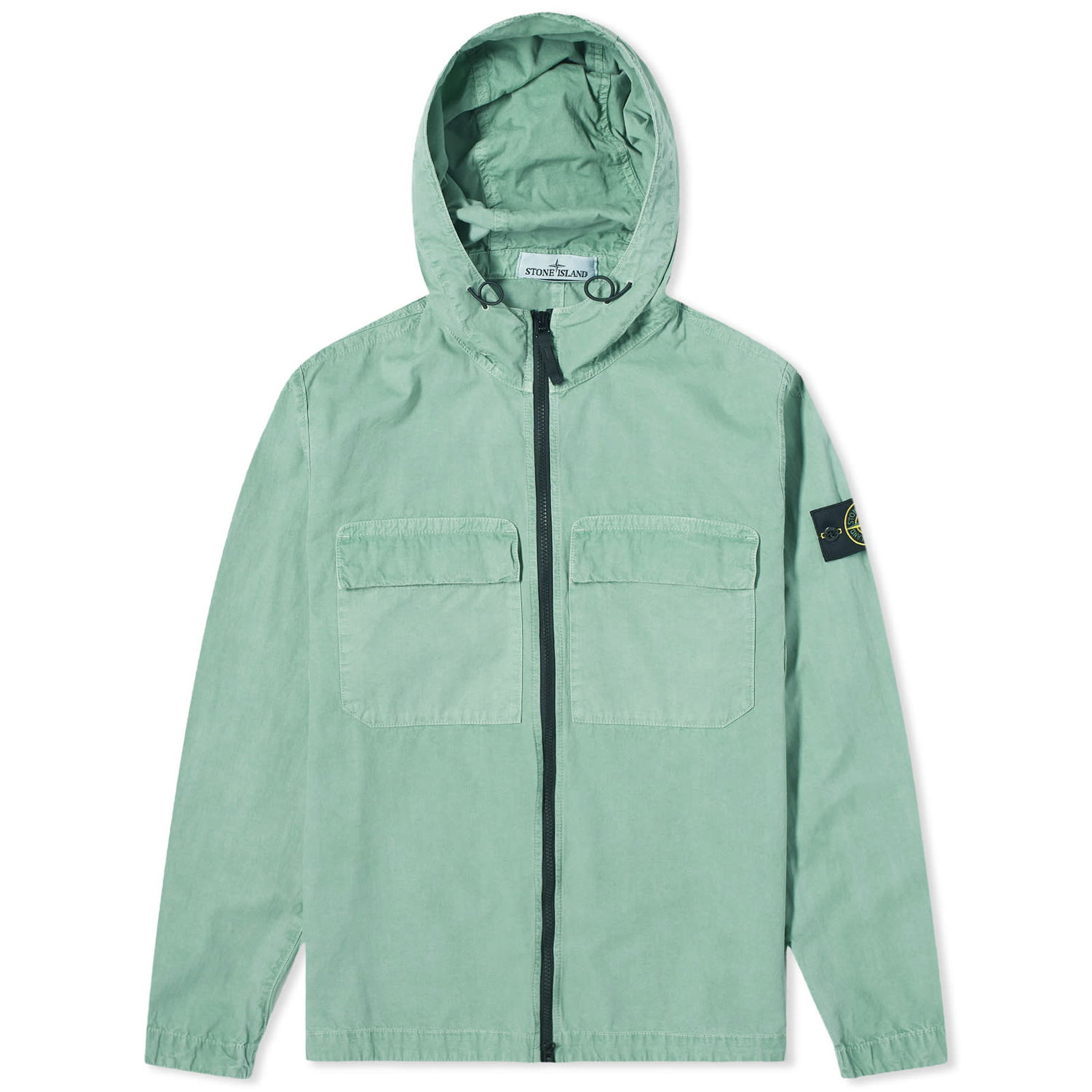 Takki Stone Island Brushed Cotton Canvas Hooded Overshirt Vihreä | 8015106WN-V0152, 0