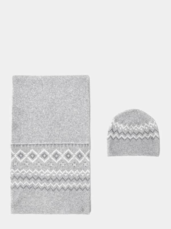 Huivi GUESS Wool Blend Beanie and Scarf Set Harmaa | W5PZ18Z3LQ0, 0