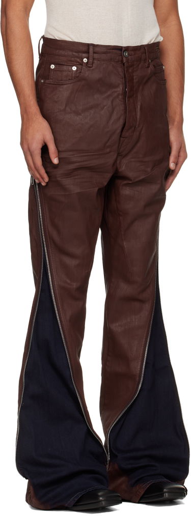 Jeans Rick Owens Concordians Bolan Banana Coated Wide-Leg Side-Zip Jeans Ruskea | DU02E7363 SDSW, 1