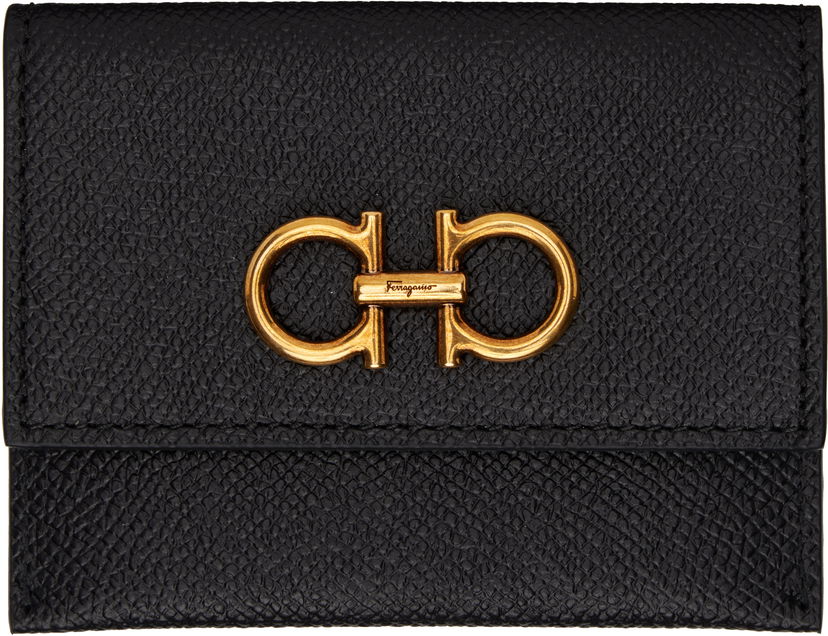 Lompakko FERRAGAMO Salvatore Ferragamo Gancini Credit Card Holder Musta | 779901
