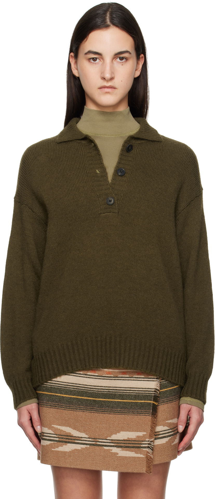 Villapaita Max Mara Weekend Max Mara Sabato Wool Polo Sweater Vihreä | 2425366013600