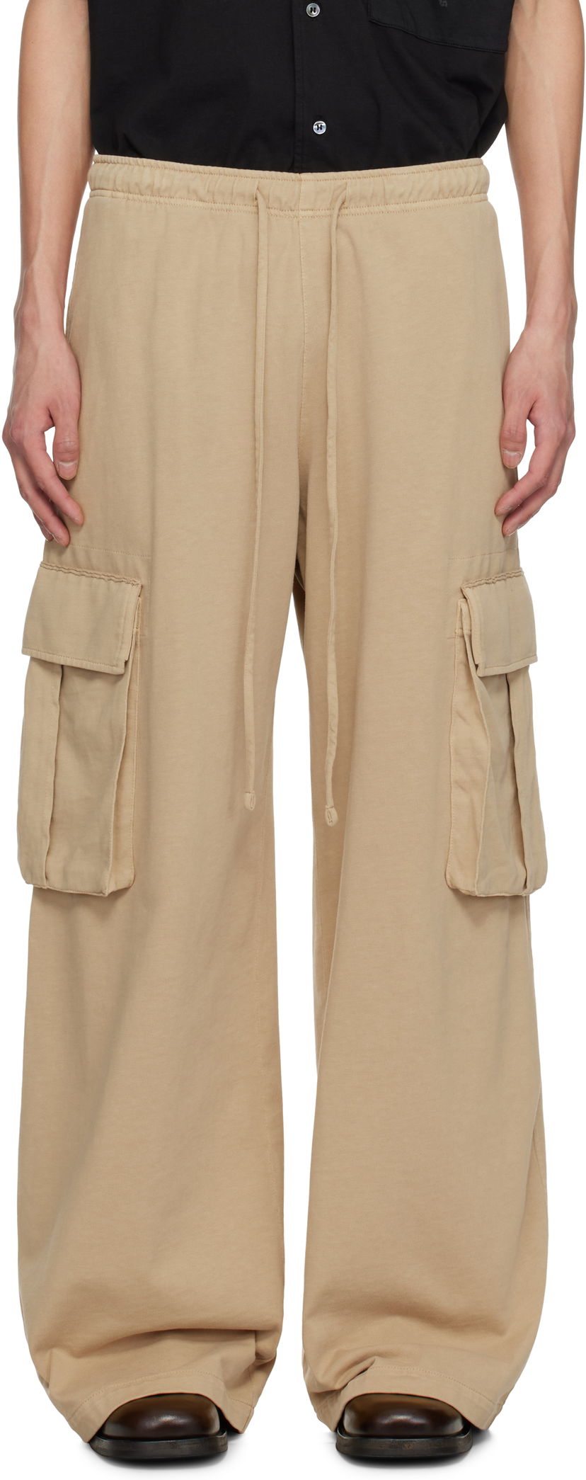 Cargo housut Palm Angels Palm Angels French Terry Cargo Pants Beige | PMCF034S25FAB0016262