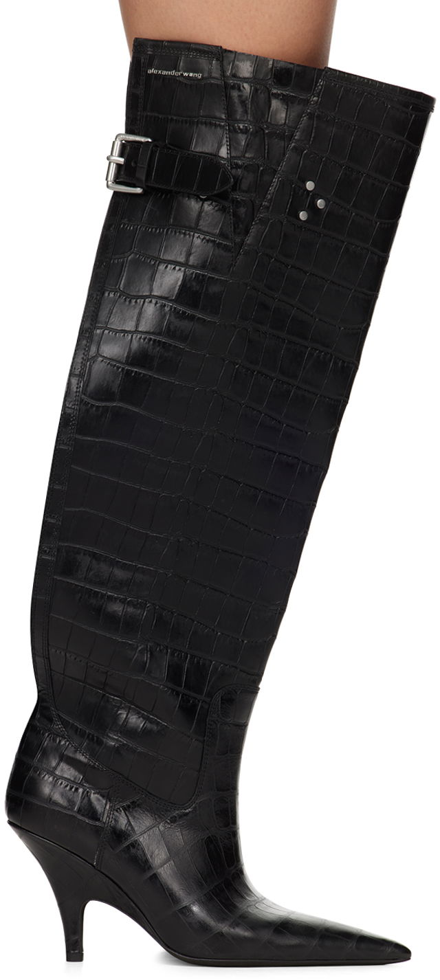 Kengänhoito Alexander Wang Alexander Wang Diablo Open Back Knee-High Boots Musta | 30324B030