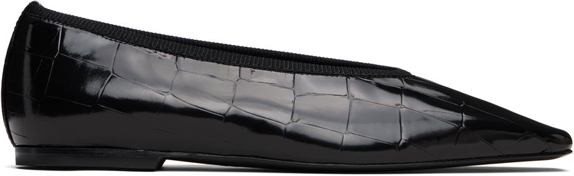 Kengänhoito TOTEME TOTEME Minimalist Croco-Embossed Ballerina Flats Musta | 253-WAS0218-LE0153