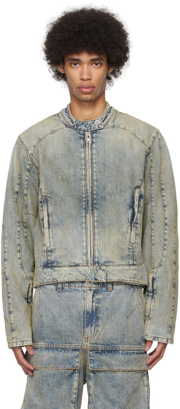 Bomber-takki Entire Studios Moto Denim Jacket Sininen | ES2428SW