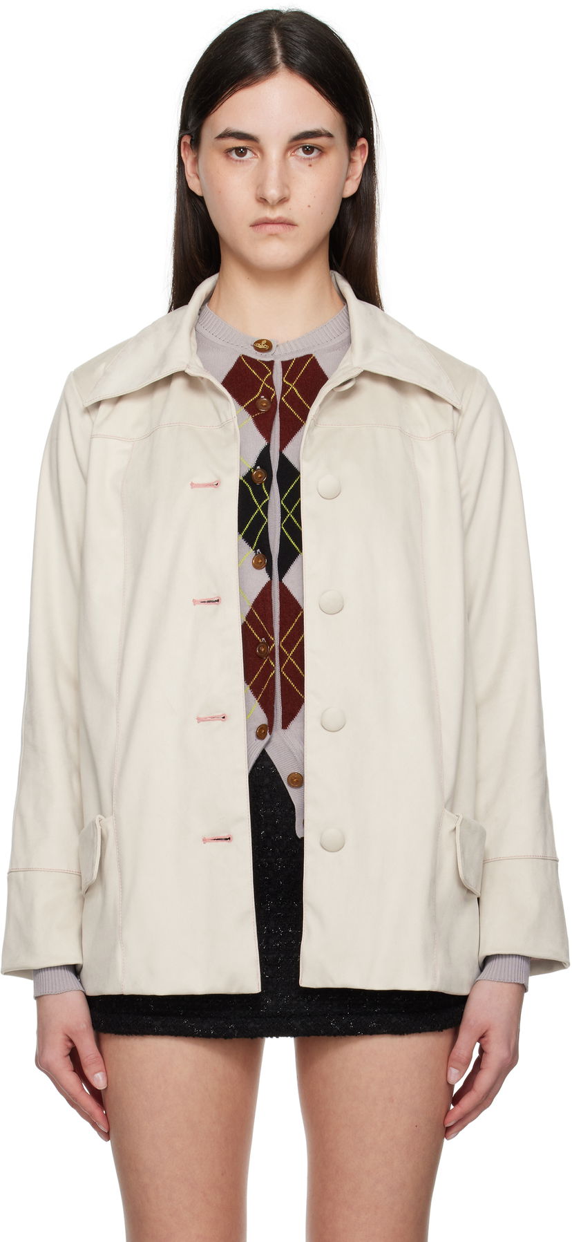 Takki Anna Sui Anna Sui Buttoned Faux-Suede Coat Valkoinen | 225N50