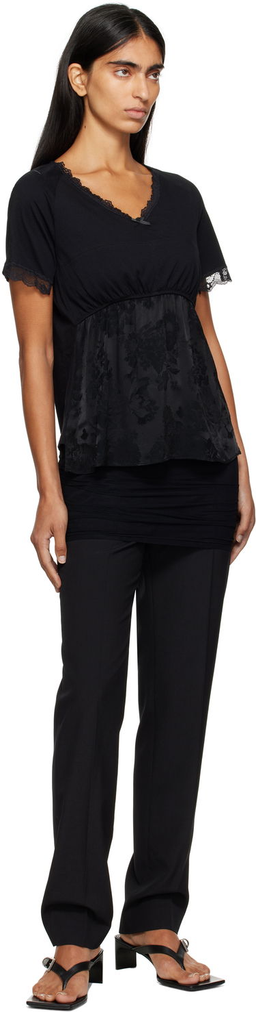 T-paita Maison Margiela MM6 Maison Margiela Jersey & Lace Peplum T-Shirt Musta | S52NC0353 M20048, 4