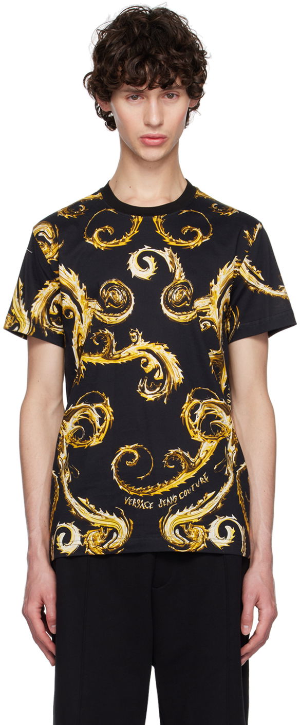 T-paita Versace Jeans Couture Black Chromo Couture T-Shirt Musta | E77GAH6S0_EJS388
