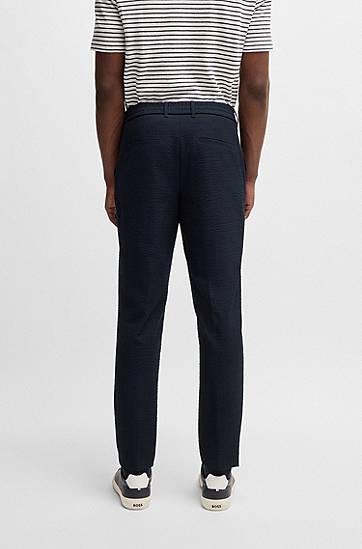 Housut BOSS Stretch Seersucker Formal Trousers Tummansininen | 50540791, 1