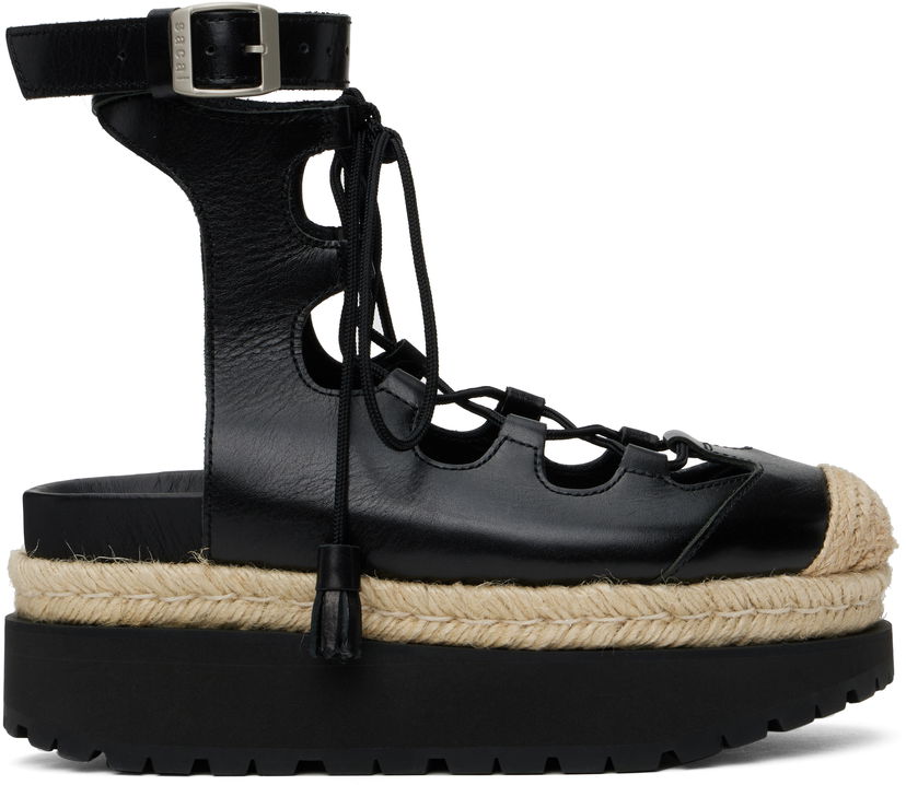 Kengänhoito sacai Sacai Ghillie Heeled Sandals Musta | 25-07920