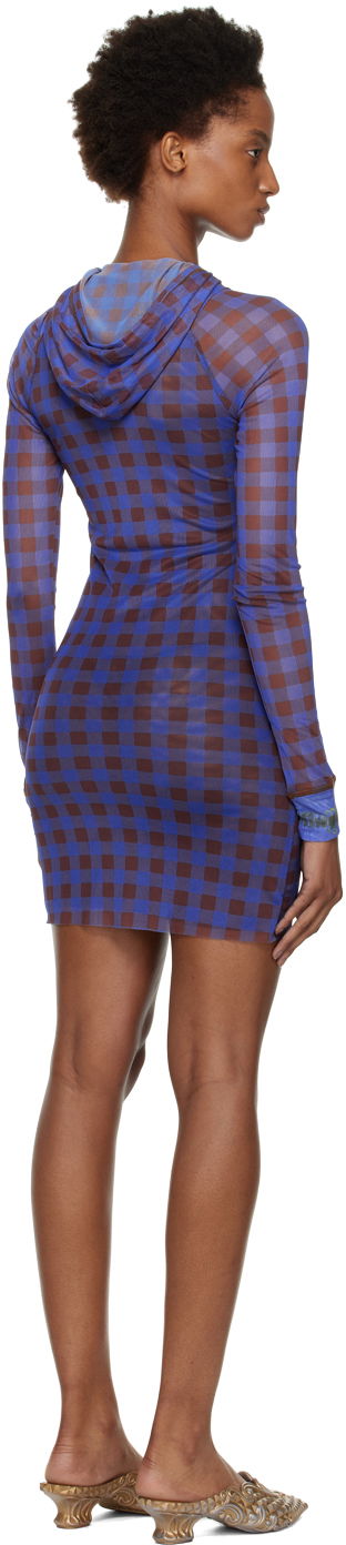 Mekko Ottolinger Ottolinger Checked Hooded Minidress Sininen | 101207, 2