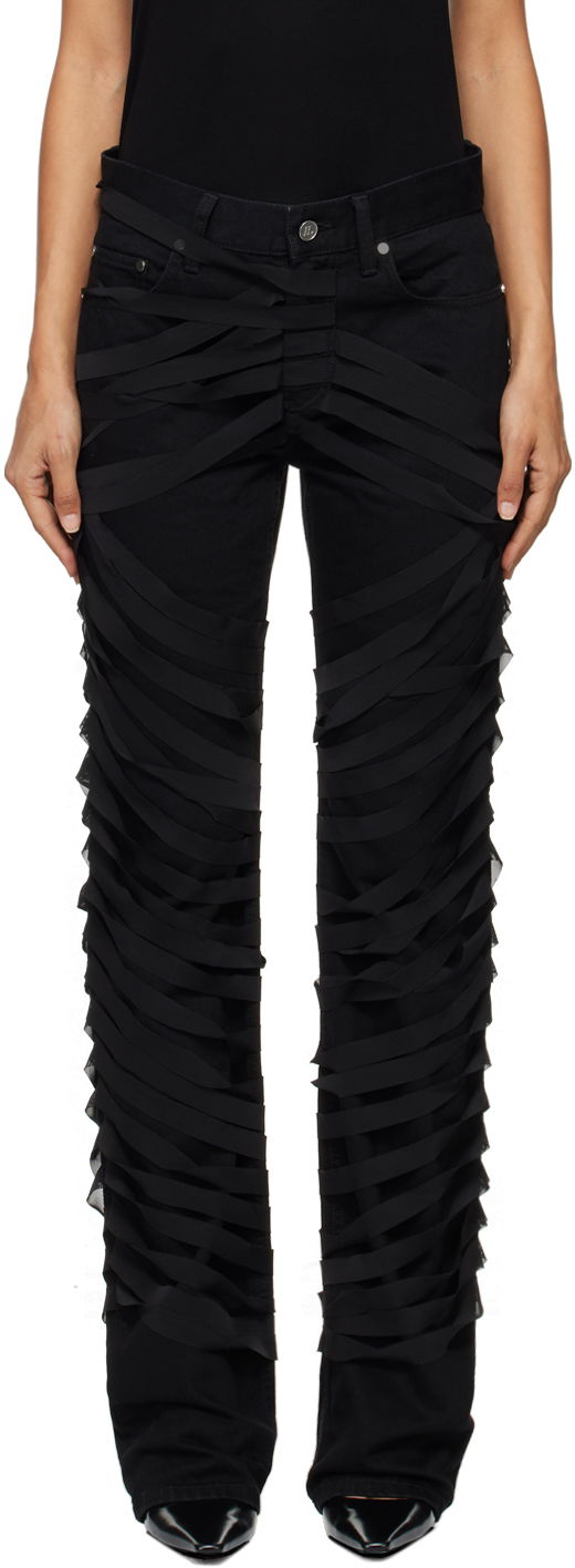 Jeans Helmut Lang Ribbons Decorated Worker Pants Musta | O06DW201, 0