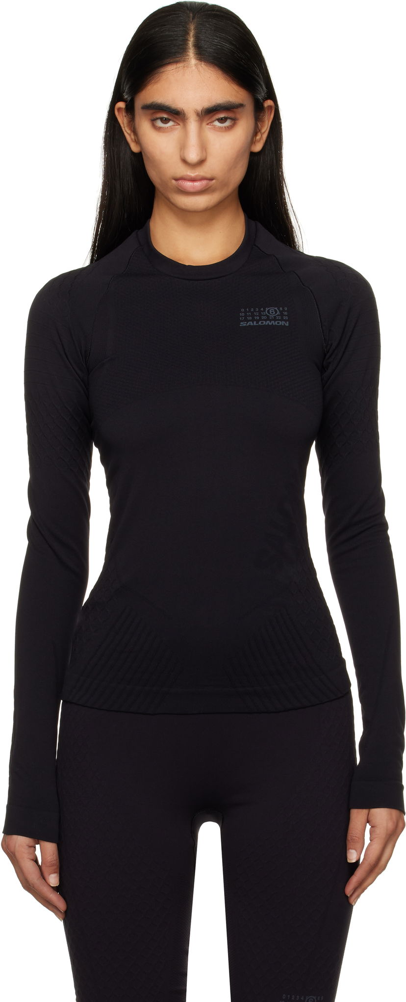 T-paita Maison Margiela Jacquard Long-Sleeved T-Shirt Musta | S52NH0024 M20037