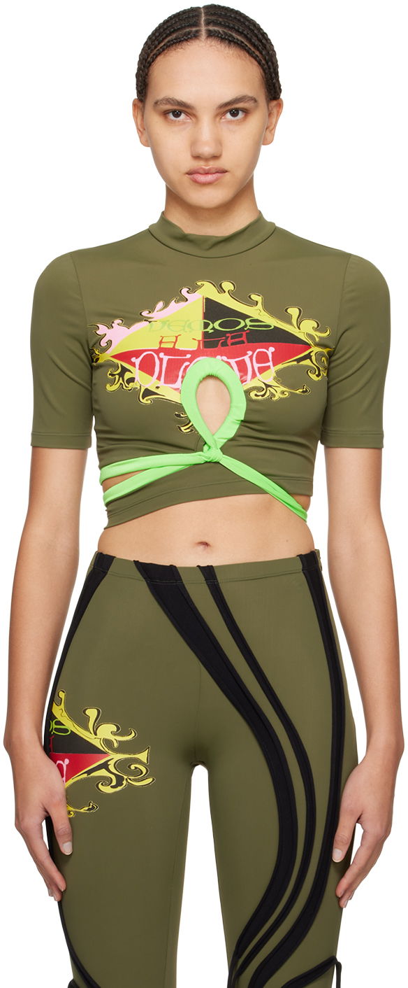 Crop top Ottolinger Ottolinger Wrap T-Shirt Vihreä | 500904