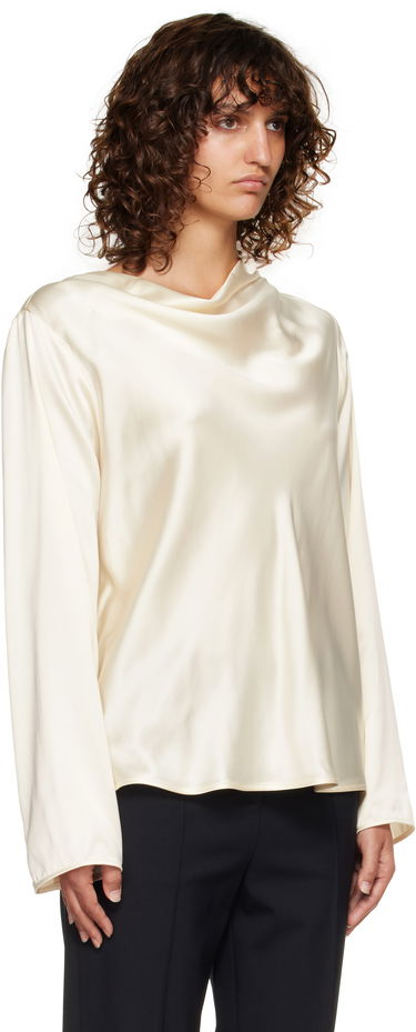 Paita Loulou de Saison Loulou de Saison Riddy Draped Satin Blouse Valkoinen | RIDDY, 1