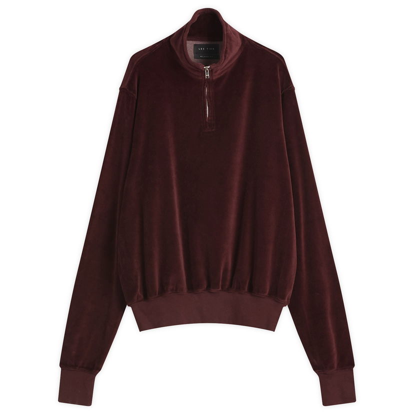 Villapaita LES TIEN Les Tien Velour Half Zip Yacht Pullover, Size Large Burgundia | VL-1114-WRM