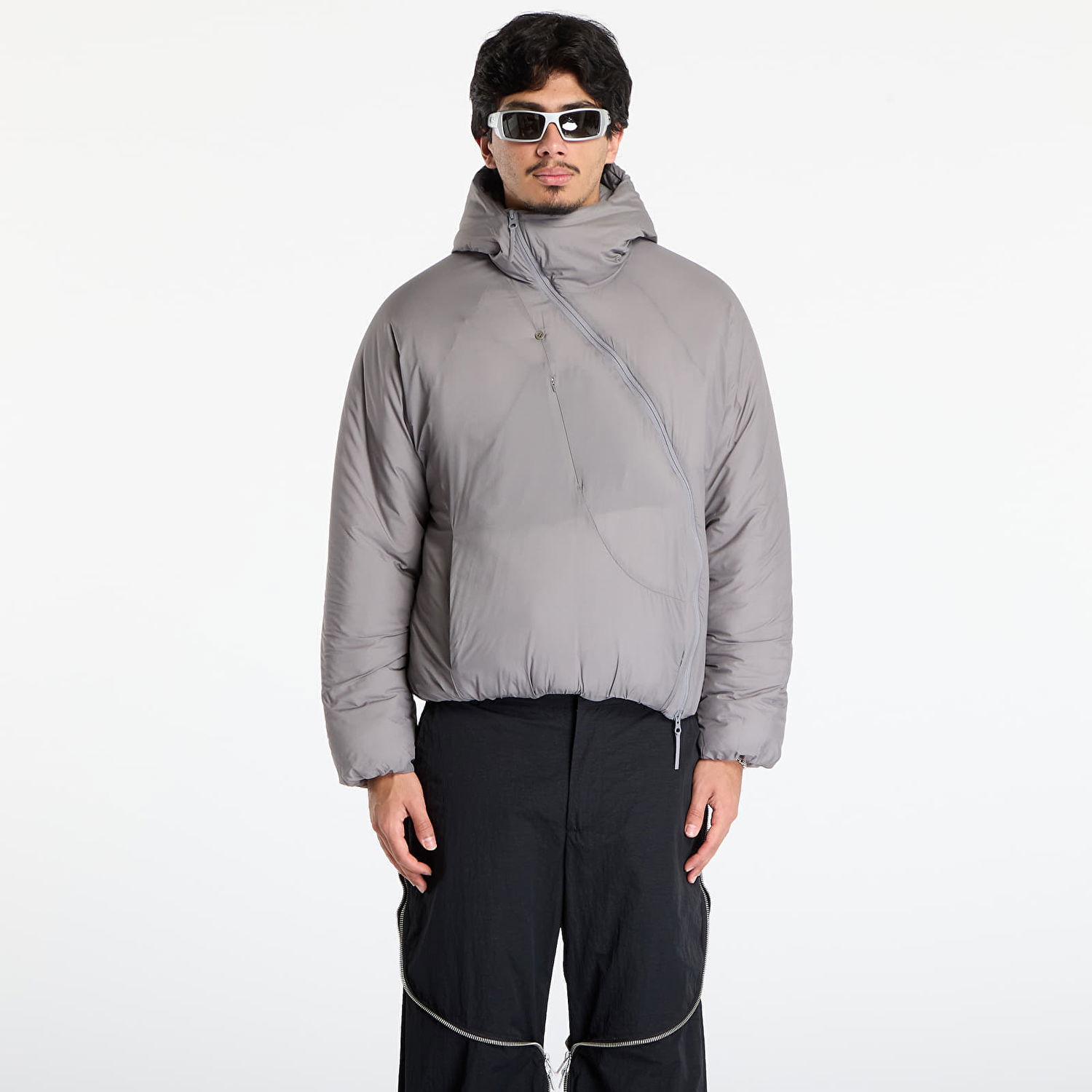 Puffer takki Post Archive Faction (PAF) Puffer Hooded Asymmetrical Zip Air Jacket Harmaa | A1-000GR, 0