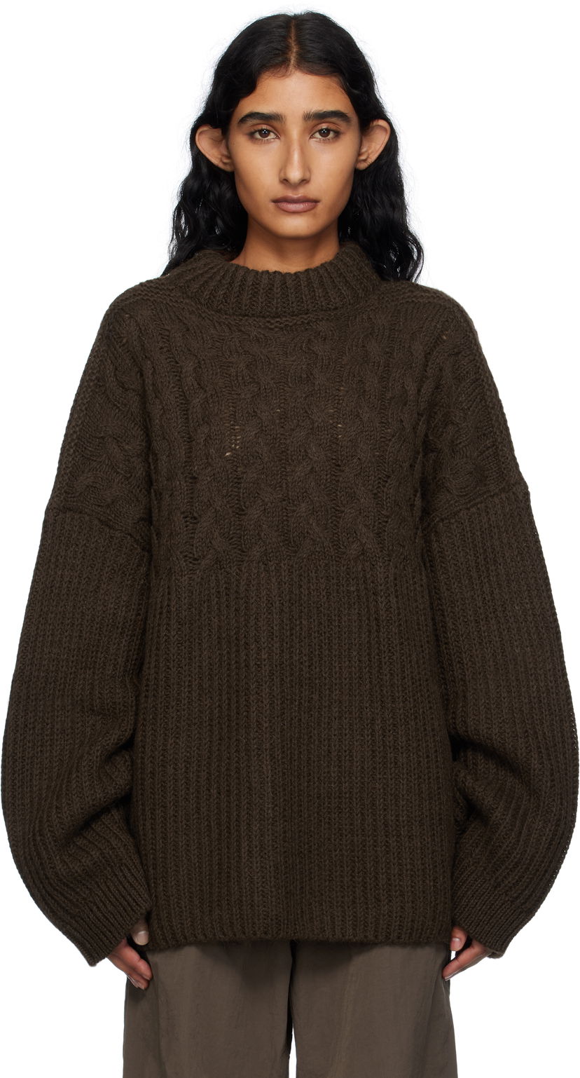 Villapaita Cecilie Bahnsen Cecilie Bahnsen Belinda Cable Knit Sweater Ruskea | 2.25KNI51004 BELINDA JUMPER