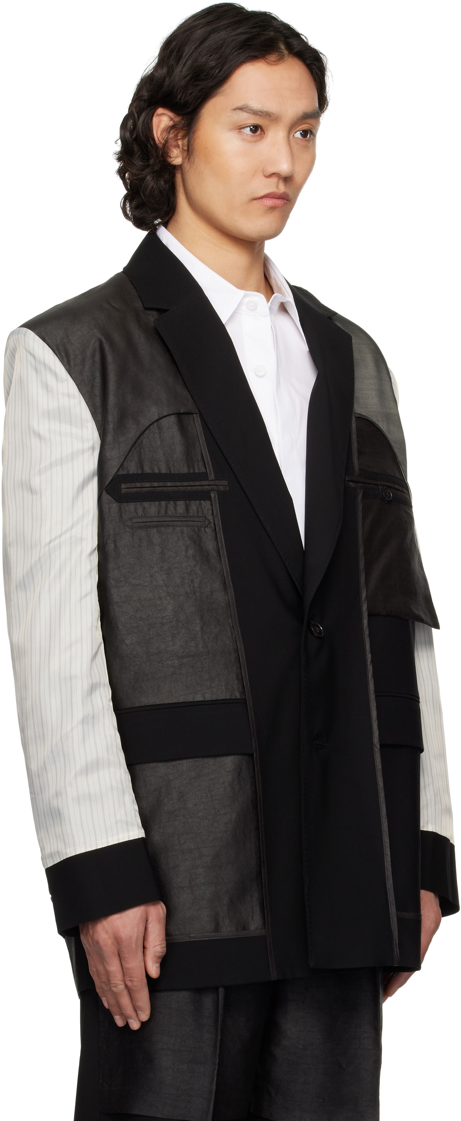 Takit Feng Chen Wang Feng Chen Wang Deconstruction Patchwork Blazer Musta | FUS19JK02, 1