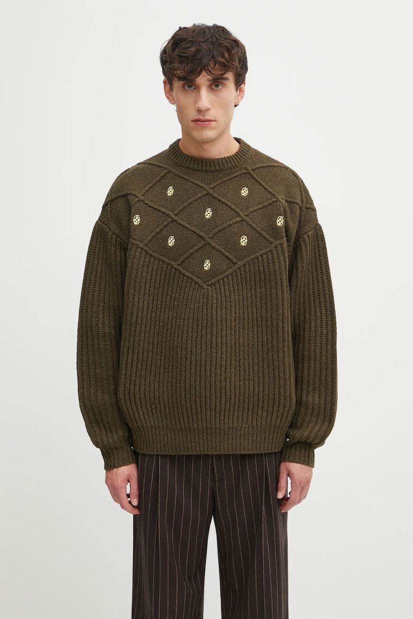 Villapaita Drôle de Monsieur Drôle de Monsieur La Maille Monogramme Wool Knit Sweater Vihreä | I.PO180.WO018