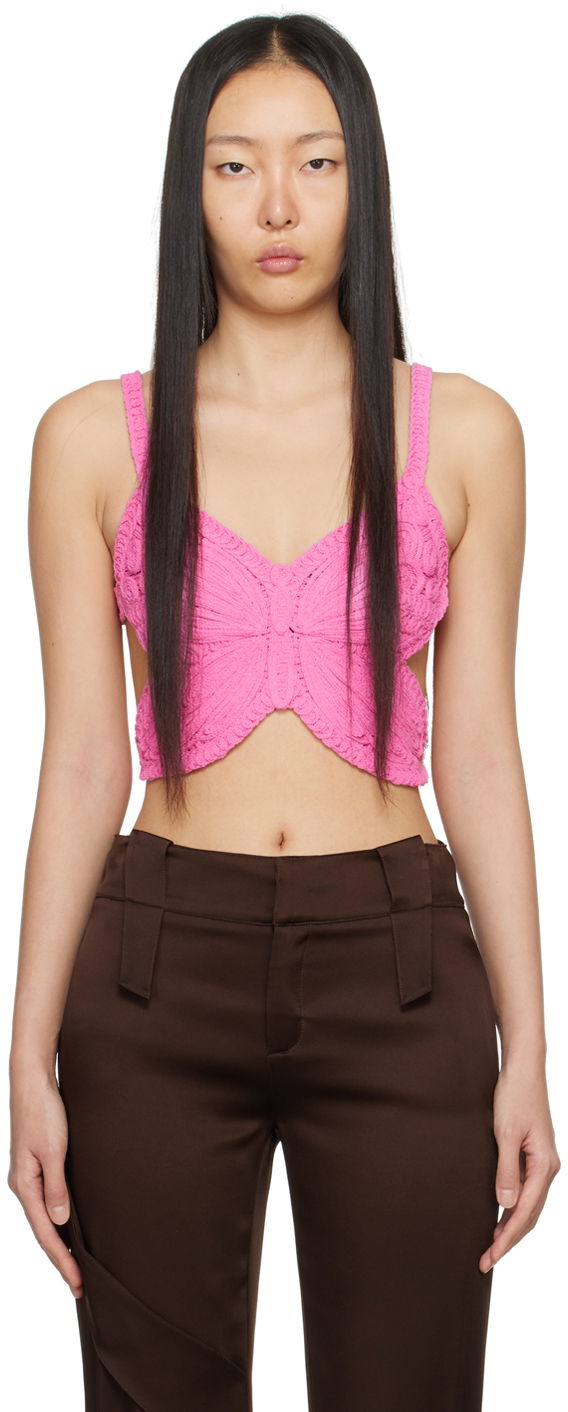 Tankkitoppi Blumarine Butterfly Knitted Tank Top Vaaleanpunainen | P422M454A