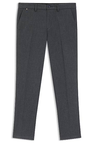 Housut BOSS Slim-Fit Brushed Herringbone Trousers Harmaa | 50549452