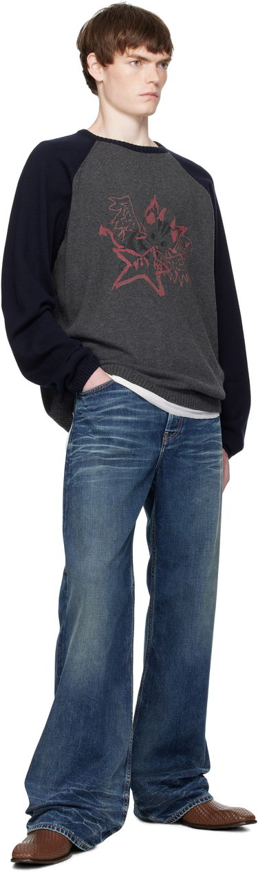 Villapaita We11done We11done Printed Raglan Knit Pullover Sweater Harmaa | WD-KO2-25-659-U-CH, 3