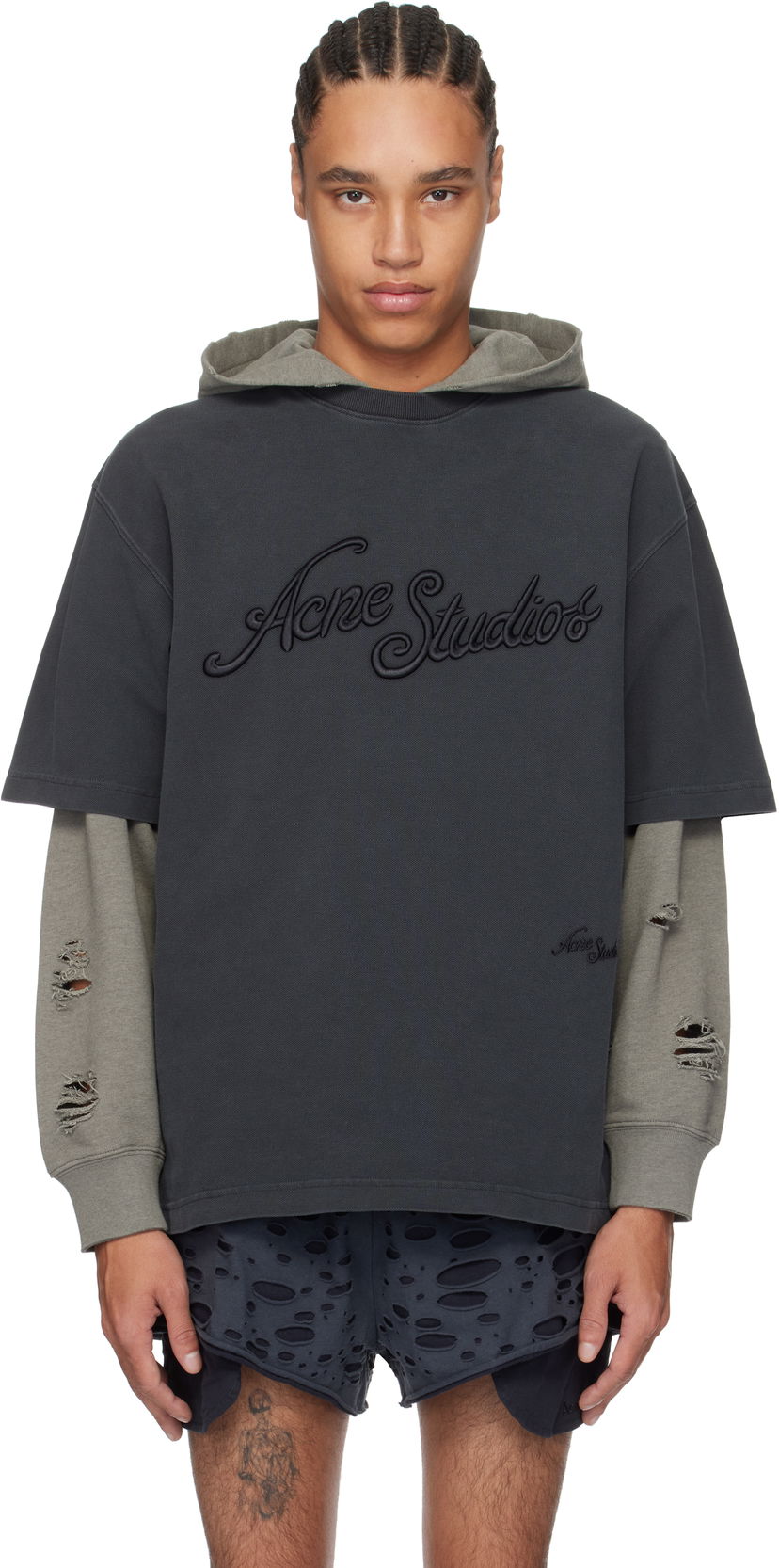 Huppari Acne Studios Acne Studios Relaxed Fit Logo T-Shirt Harmaa | CL0345-