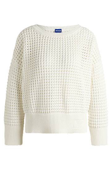 Villapaita BOSS Mesh Knit Sweater Valkoinen | 50539390