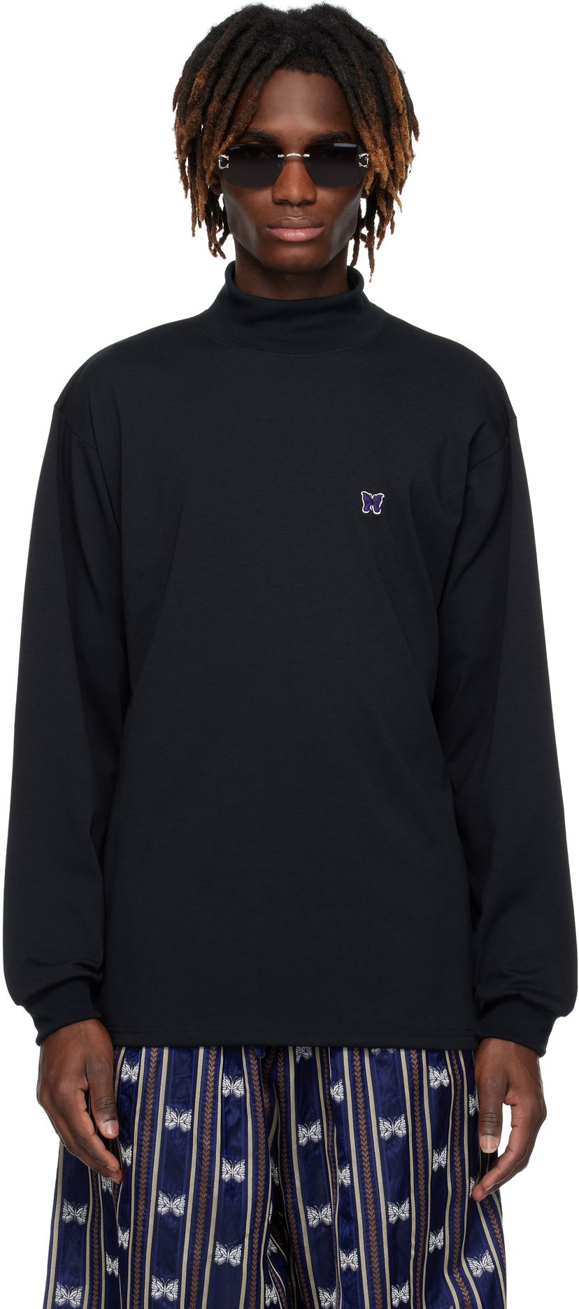 T-paita Needles NEEDLES Mock Neck T-Shirt Musta | QV359