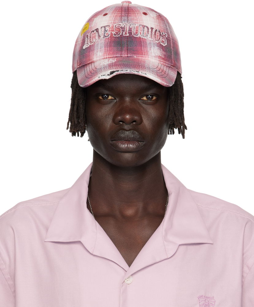 Korkki Acne Studios Distressed Plaid Cap Vaaleanpunainen | C40411-