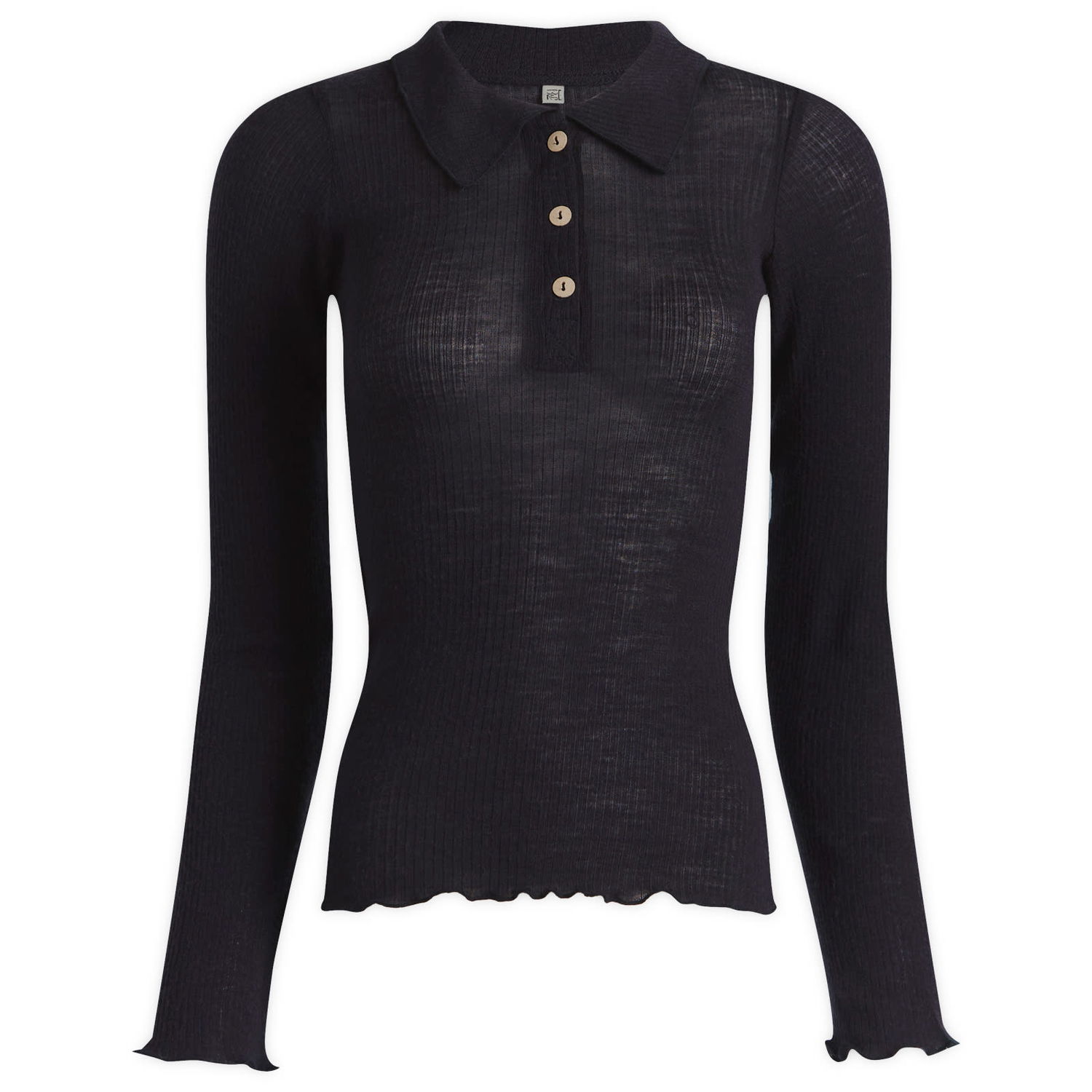 Poolopaita Baserange Long Sleeve Wool Polo Top, Size X-Small Tummansininen | TTDLS-WR-WI25, 0