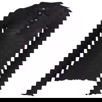 Long Sleeve Wool Polo Top, Size X-Small