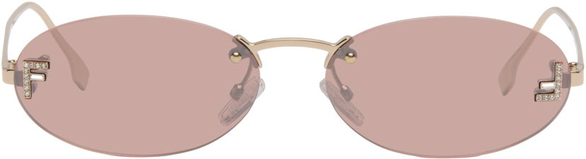 Aurinkolasit FENDI 'Fendi First' Crystal Oval Rimless Sunglasses Vaaleanpunainen | FE4075USW5428Z 192337234699