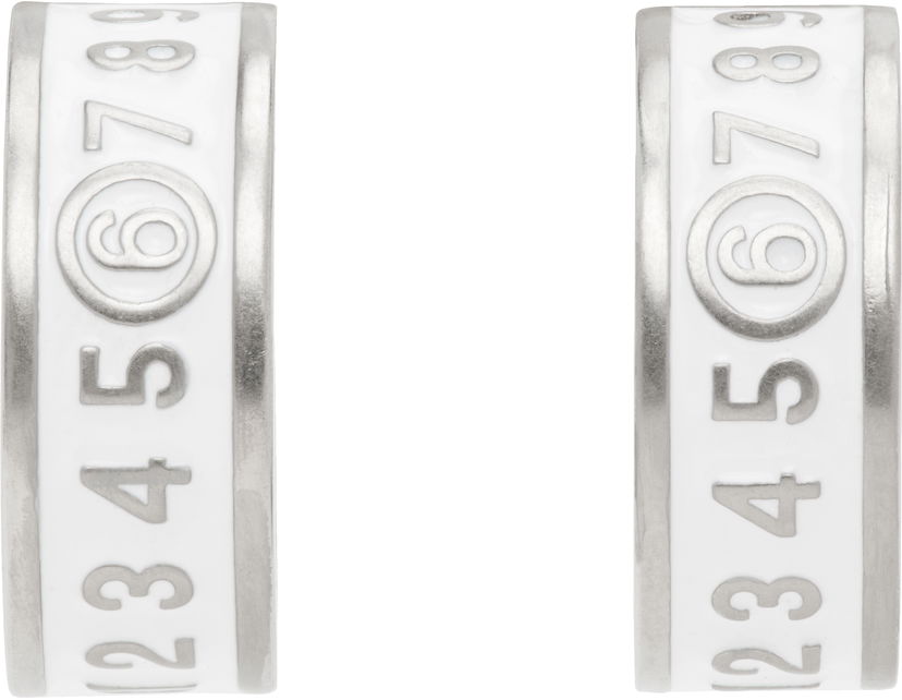 Korvakorut Maison Margiela MM6 Maison Margiela White Enamel Number Logo Earrings Valkoinen | SM6VG0084 P7211
