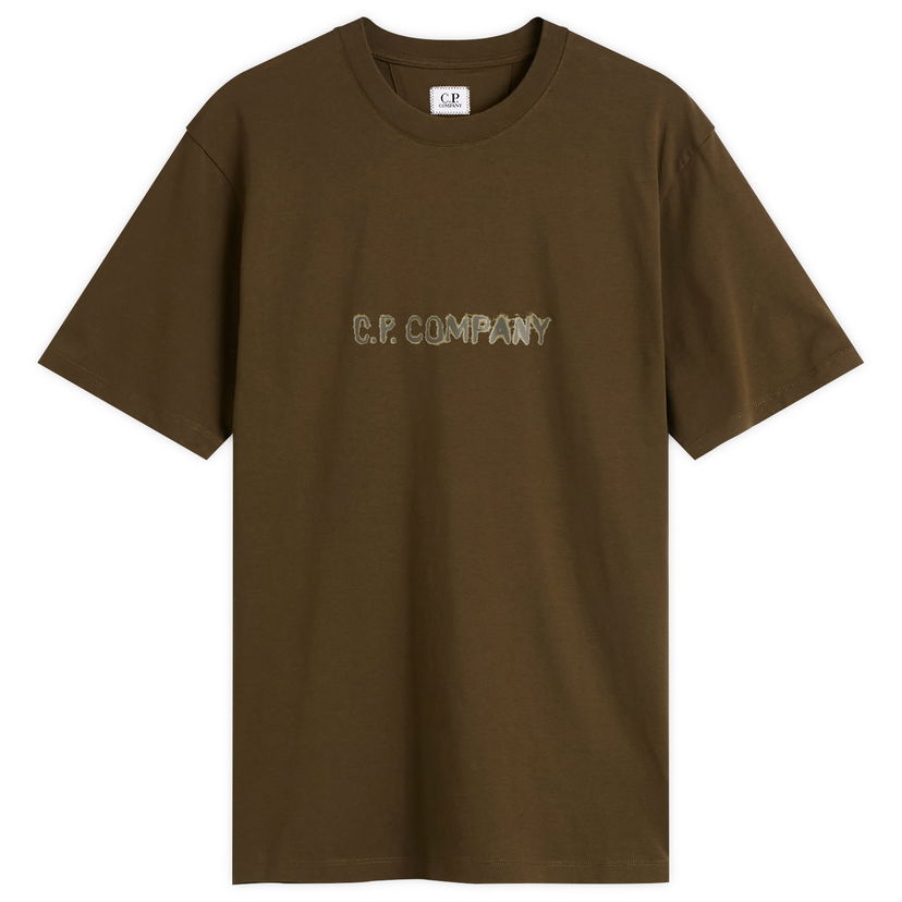 T-paita C.P. Company Text Logo T-Shirt Vihreä | 19CMTS108A-006586W-683
