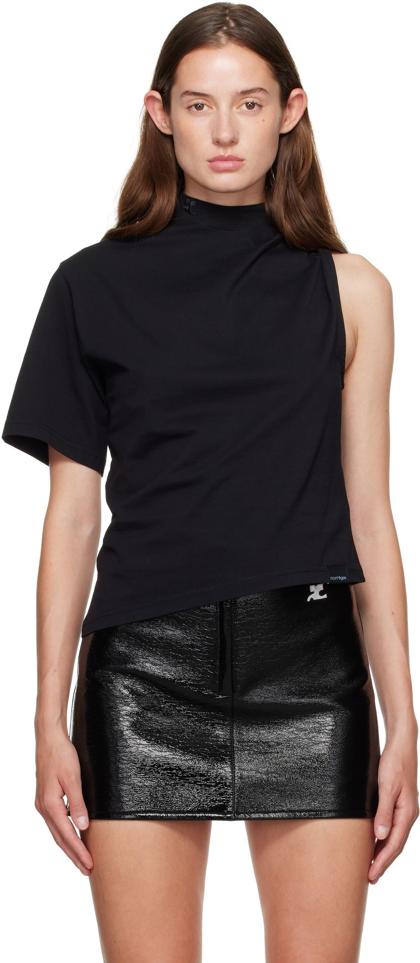 T-paita Courrèges Courrèges Twist Asymmetrical T-Shirt Musta | 325JTS209JS0233
