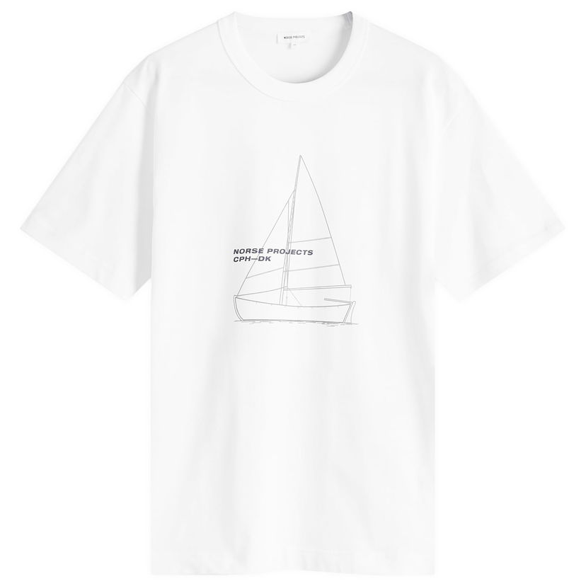 T-paita NORSE PROJECTS Holger Boat Print T-Shirt, Size Medium Valkoinen | N01-0677-0001