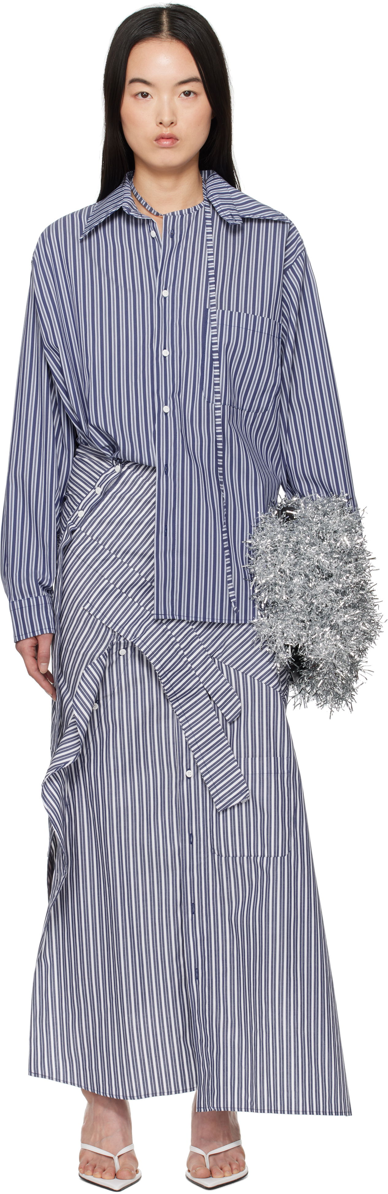 Mekko Ottolinger Ottolinger Deconstructed Shirting Midi Dress Sininen | 11150011101, 0