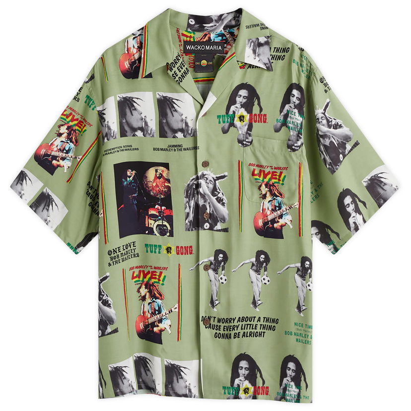 Paita WACKO MARIA Bob Marley Type-1 Hawaiian Shirt Large Vihreä | BOBMARLEY-WM-HI09-GRN