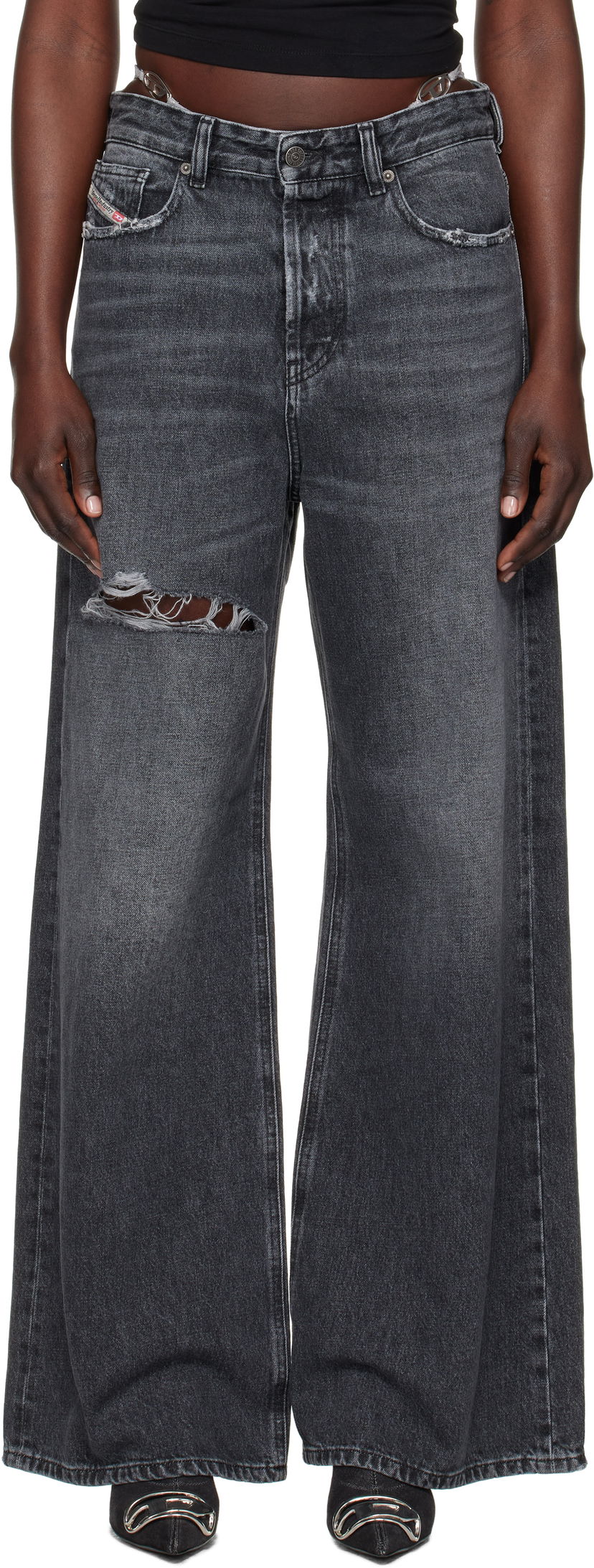 Jeans Diesel Relaxed Fit Distressed Jeans Musta | A06925 007X4