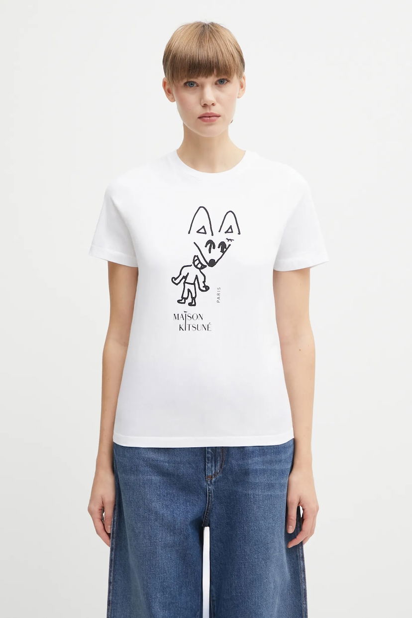 T-paita MAISON KITSUNÉ Party Fox Regular T-Shirt Valkoinen | PW00120KJ7026