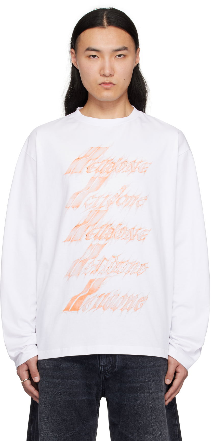 Villapaita We11done We11done Spark Logo Long Sleeve T-Shirt Valkoinen | WD-TT0-25-752-U-WH