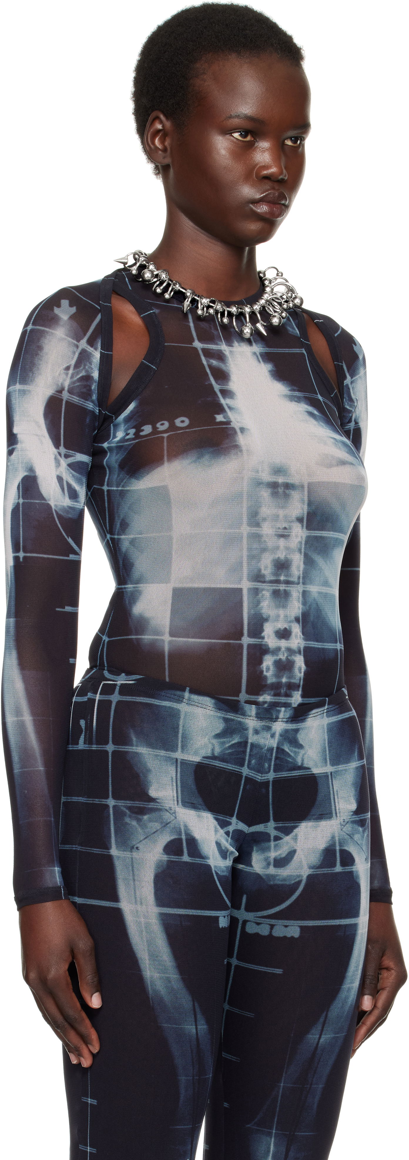 Body Jean Paul Gaultier Jean Paul Gaultier 'The Squeletor' X-Ray Print Mesh Top Musta | 25/33-F-TO243-T580-005956, 1