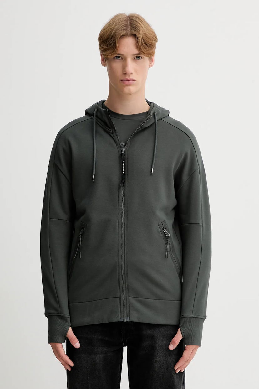 Huppari C.P. Company C.P. Company Smooth Hooded Zip-Up Sweatshirt Vihreä | 19CMSS715A005086W