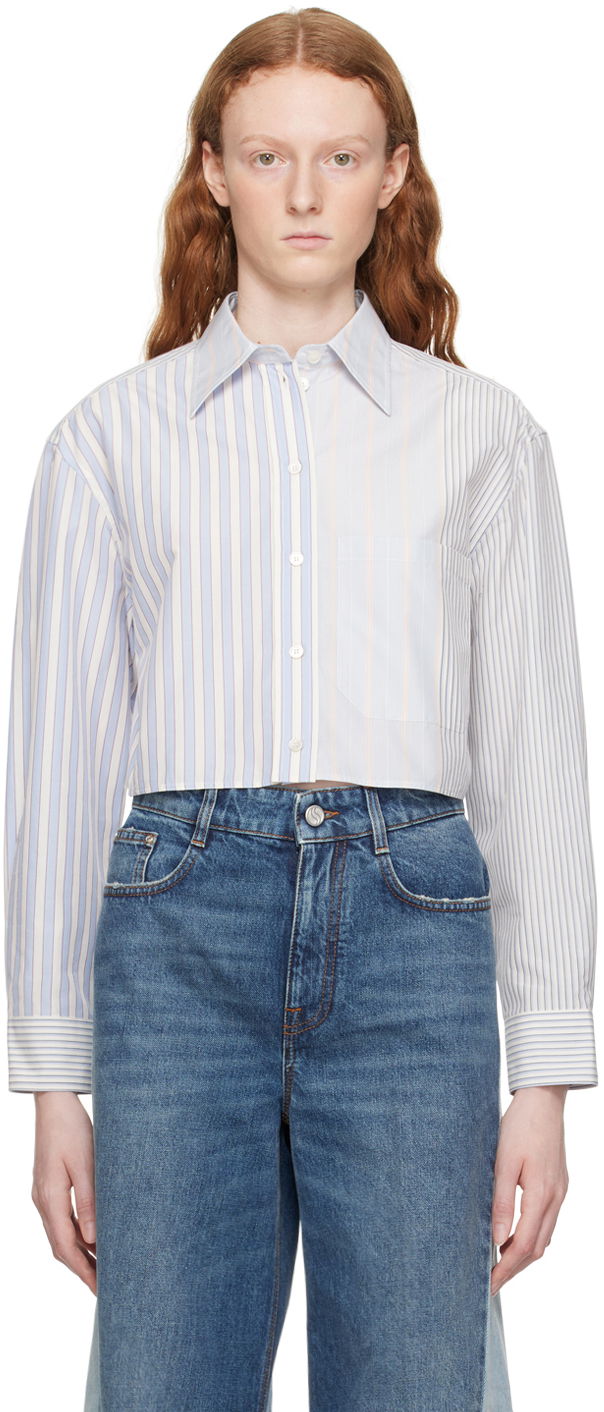 Paita Stella McCartney Stella McCartney Striped Cropped Shirt Sininen | 6200553CJ303, 0
