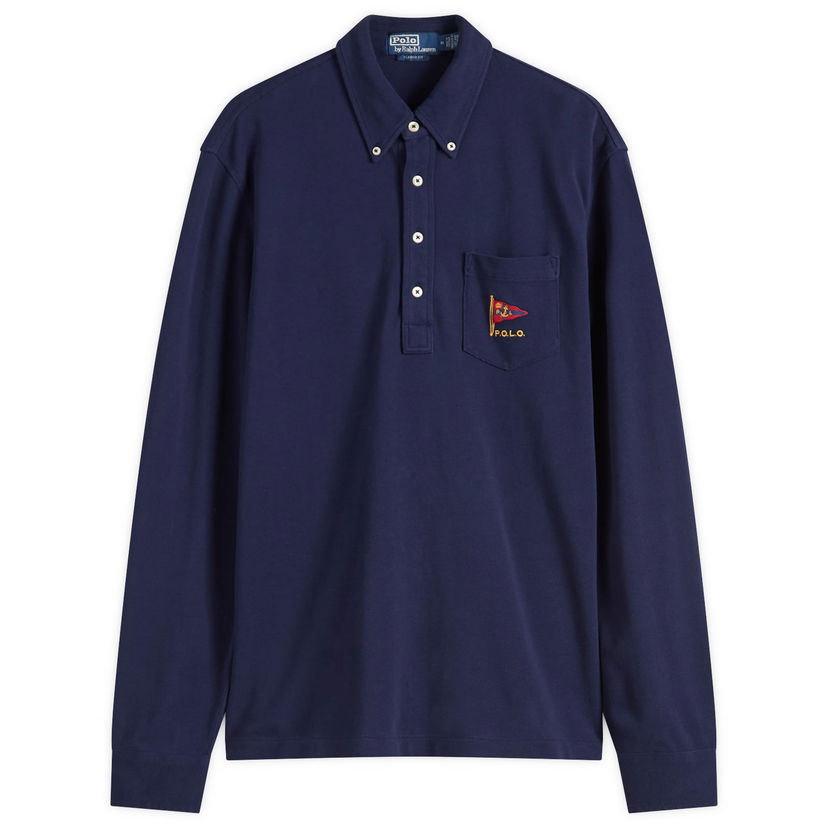 Poolopaita Polo by Ralph Lauren Classic Fit Long Sleeve Polo Shirt, Size Large Tummansininen | 710964548002