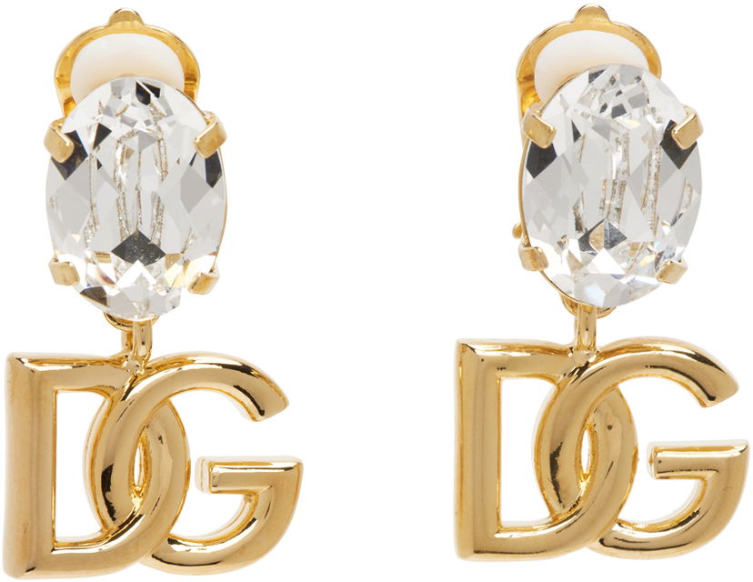 Korvakorut Dolce & Gabbana Gold Crystal Logo Earrings Metallinen | WEO8S1W1111